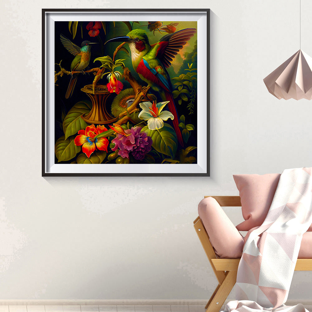 Flower Bush Fish Bird - Full Round Drill Diamond Painting 40*40CM