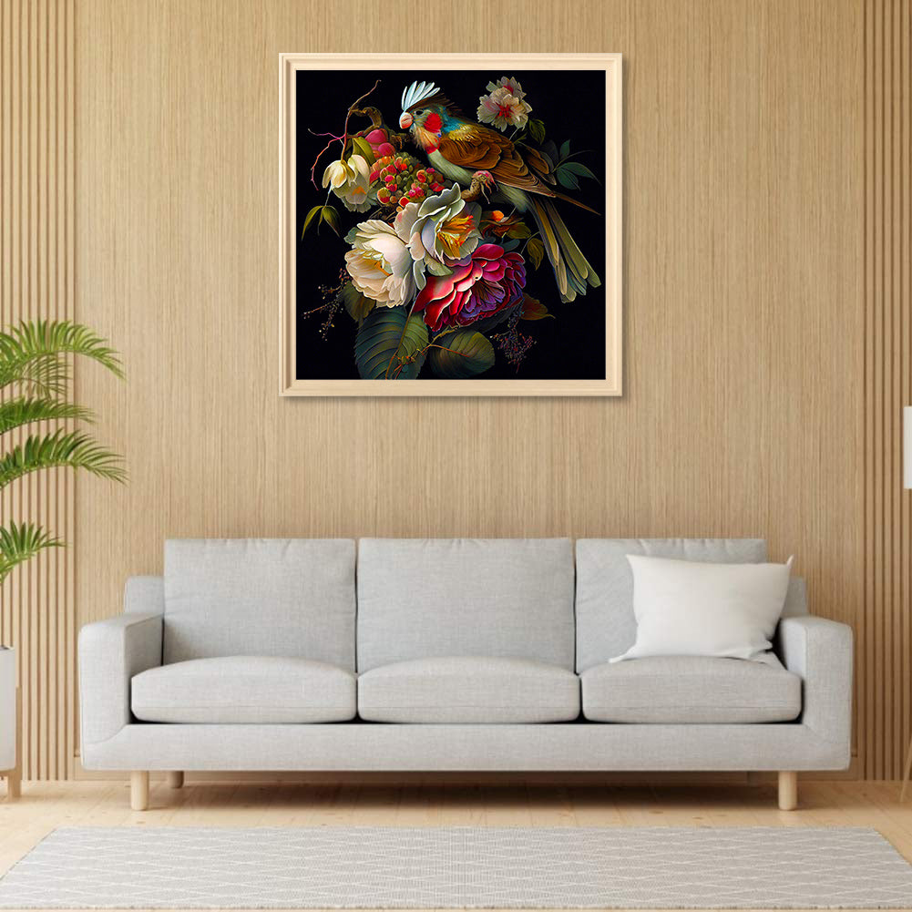 Flower Bush Fish Bird - Full Round Drill Diamond Painting 40*40CM