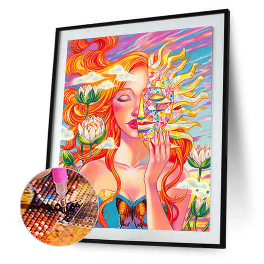 Sun Mask Woman - Full Round Drill Diamond Painting 30*40CM
