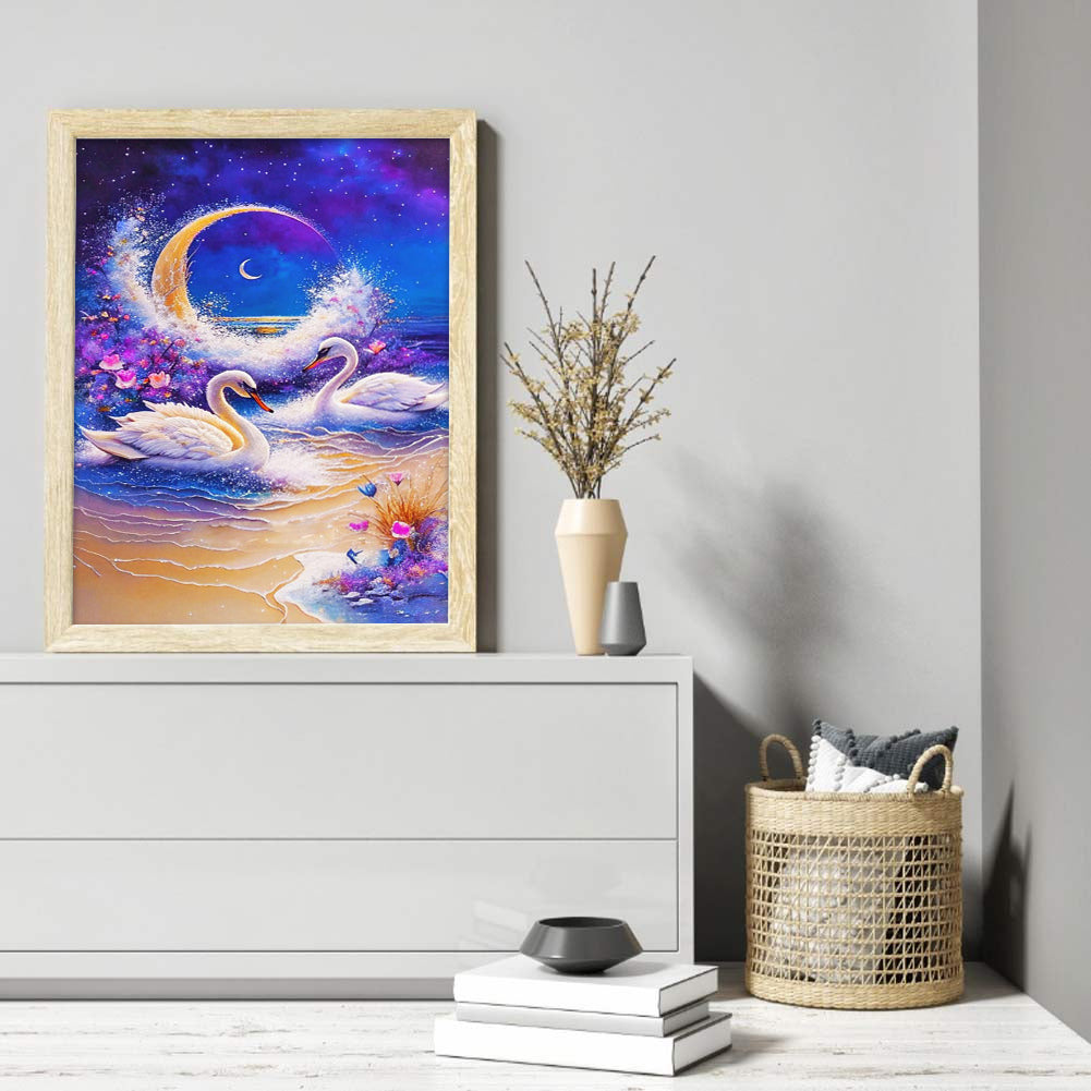 Romantic Fantasy Swan - Full Round Drill Diamond Painting 30*40CM
