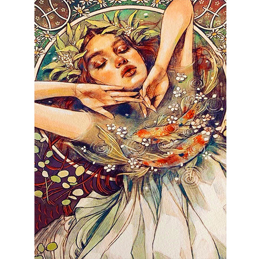 Pisces Beauty - Full Round Drill Diamond Painting 30*40CM