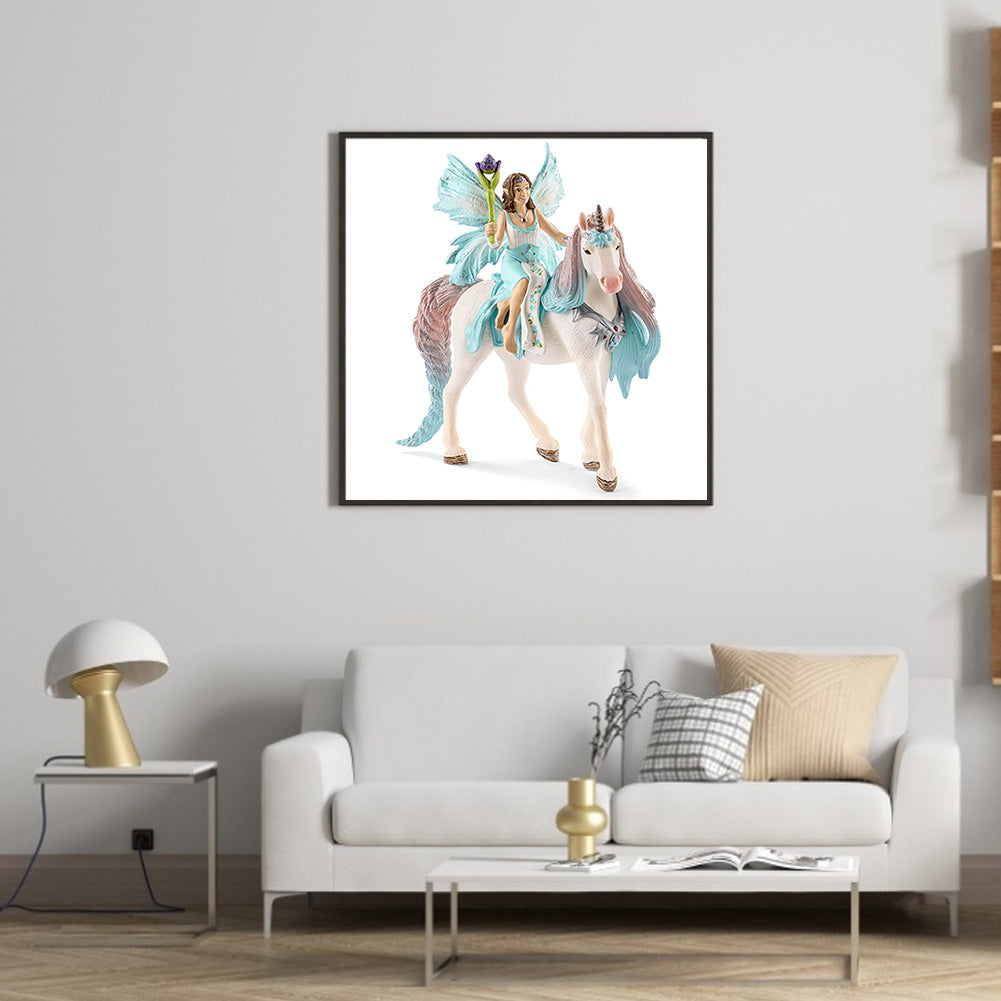 Butterfly Fairy And Unicorn Mount - Full Round Drill Diamond Painting 30*30CM