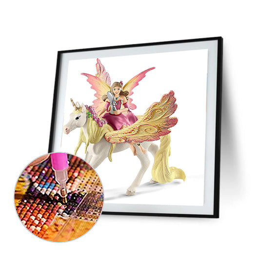Butterfly Fairy And Pegasus Mount - Full Round Drill Diamond Painting 30*30CM