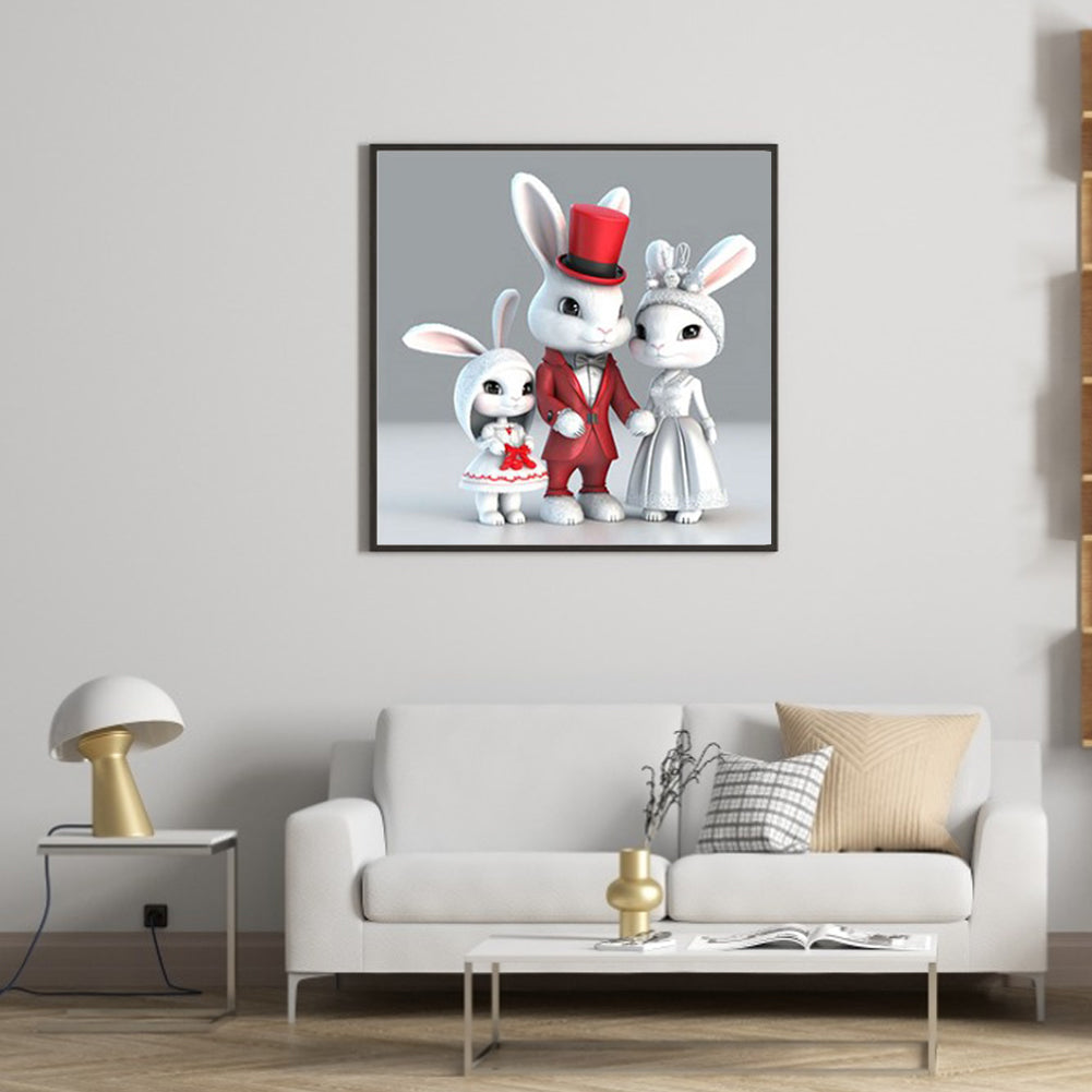Rabbit Family - Full Round Drill Diamond Painting 30*30CM
