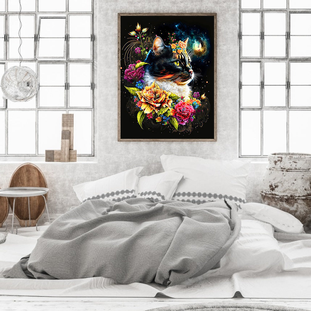 Exquisite Black Cat - Full Round Drill Diamond Painting 30*40CM