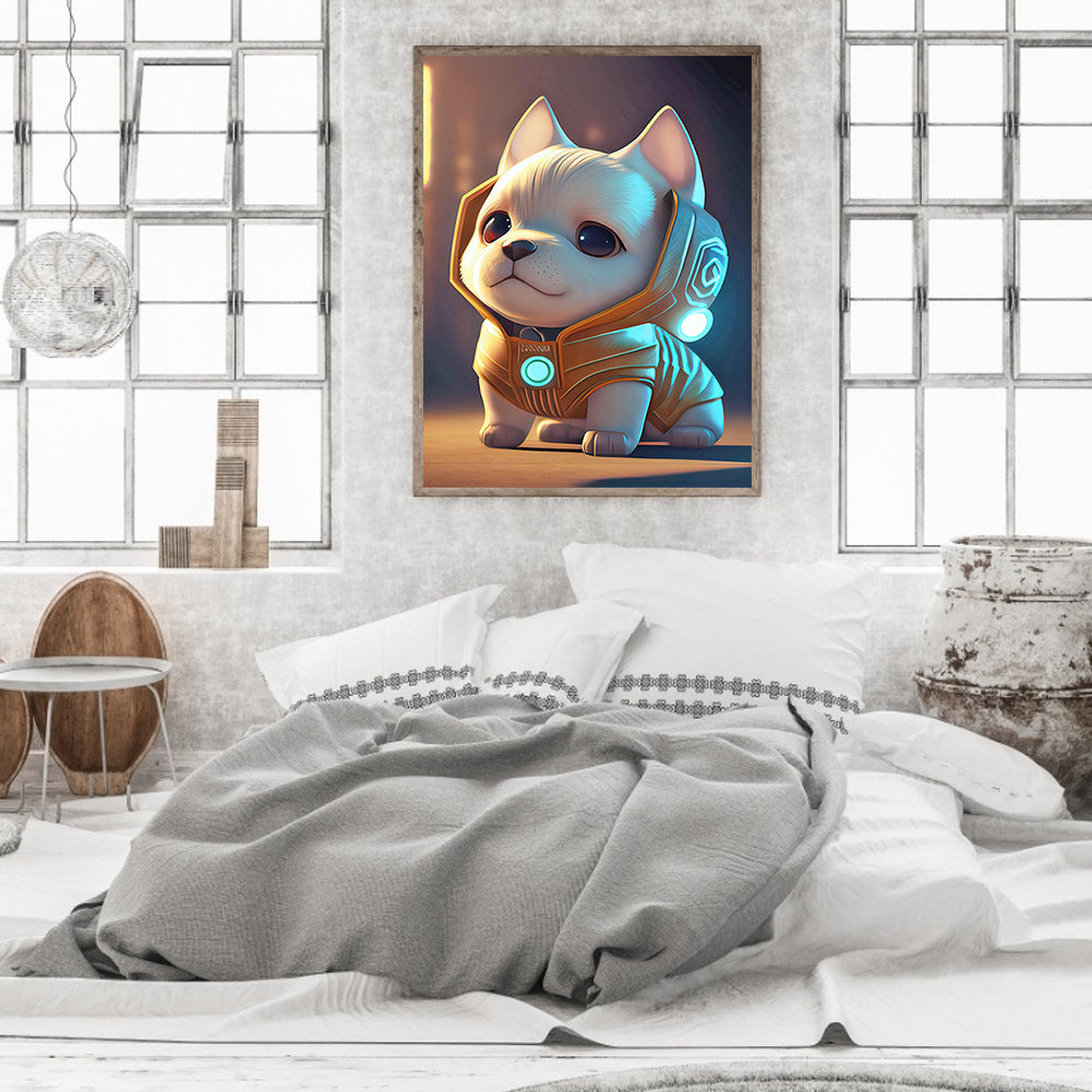 Monkey Puppy Wearing Headphones - Full Round Drill Diamond Painting 30*40CM