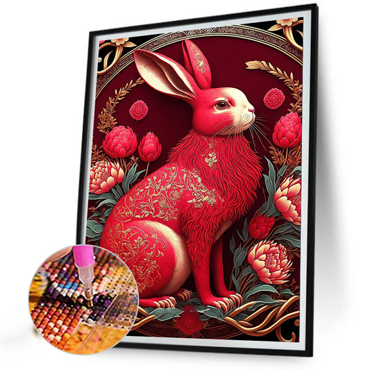 Red Golden Rabbit - Full Round Drill Diamond Painting 30*40CM