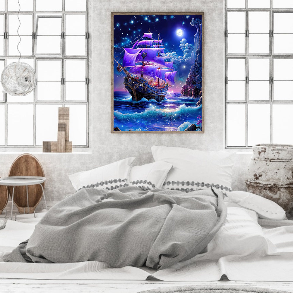 Dream Moon Ferry - Full Round Drill Diamond Painting 30*40CM