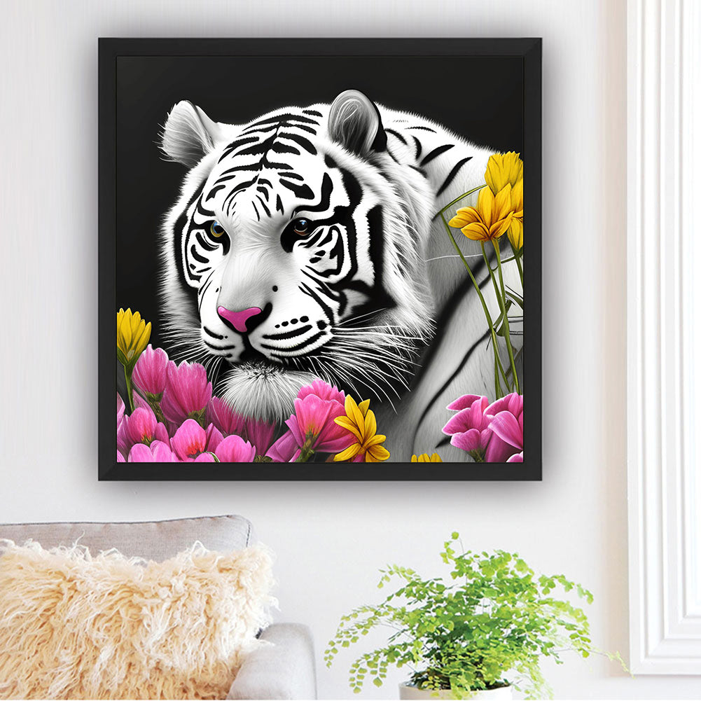 White Tiger - Full Round Drill Diamond Painting 30*30CM