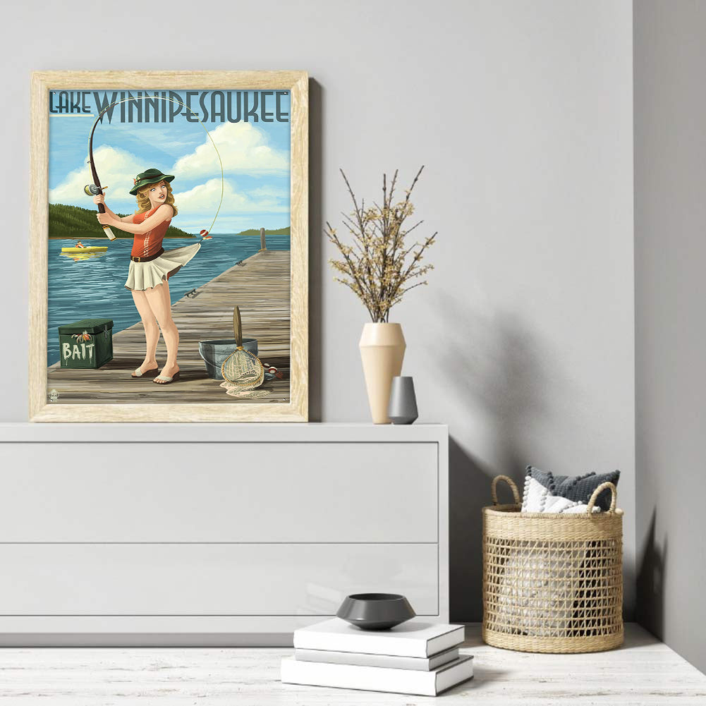 Fishing Girl - Full Round Drill Diamond Painting 30*40CM