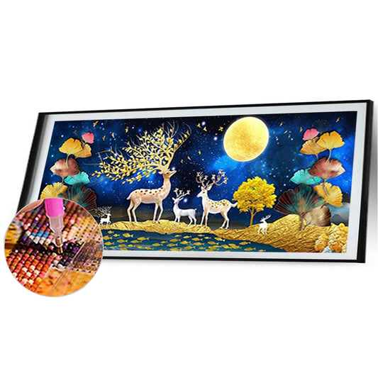 Ginkgo Leaf Elk Gold Leaf - Full Round Drill Diamond Painting 80*40CM