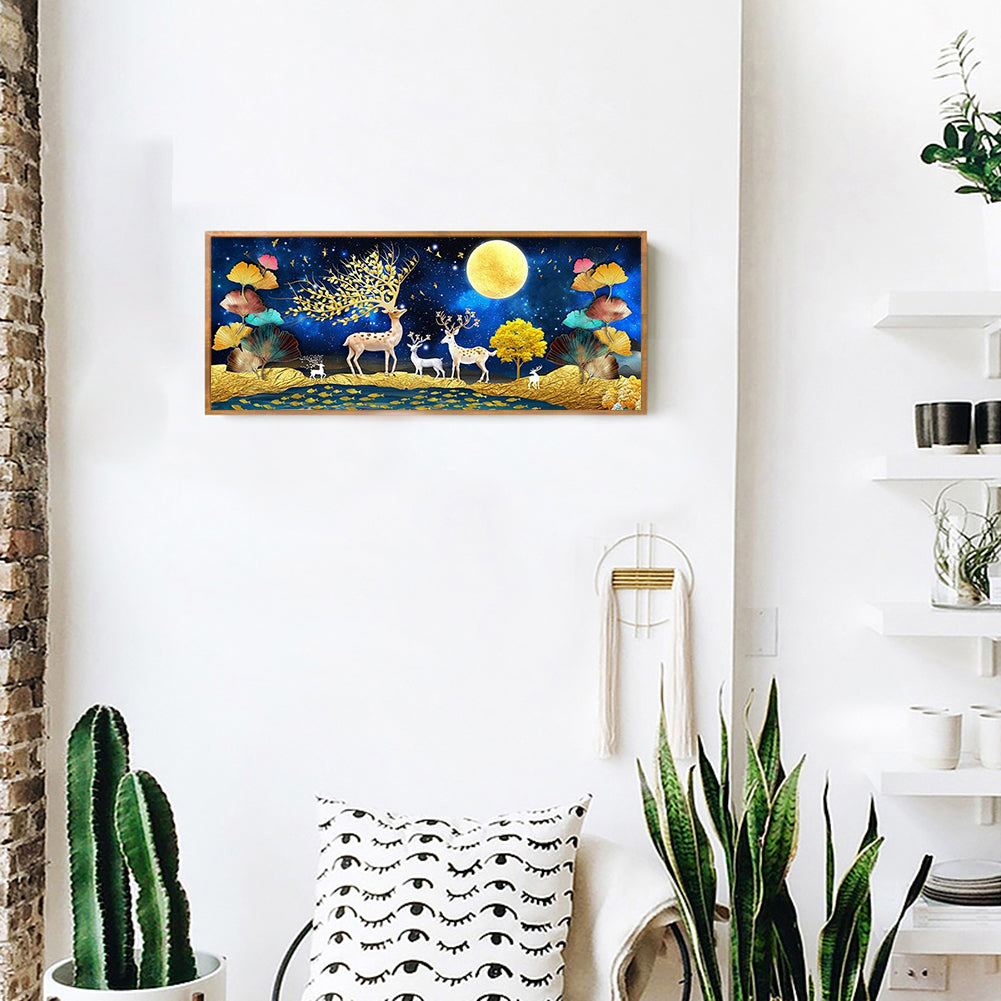 Ginkgo Leaf Elk Gold Leaf - Full Round Drill Diamond Painting 80*40CM