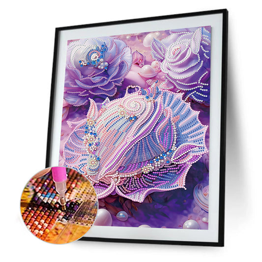 Fantasy Purple Shell - Special Shaped Drill Diamond Painting 30*40CM