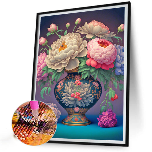 Gorgeous Vase Of Peonies - Full Round Drill Diamond Painting 30*40CM