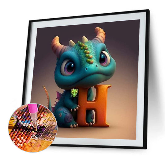 Alphabet Dinosaur H - Full Round Drill Diamond Painting 30*30CM