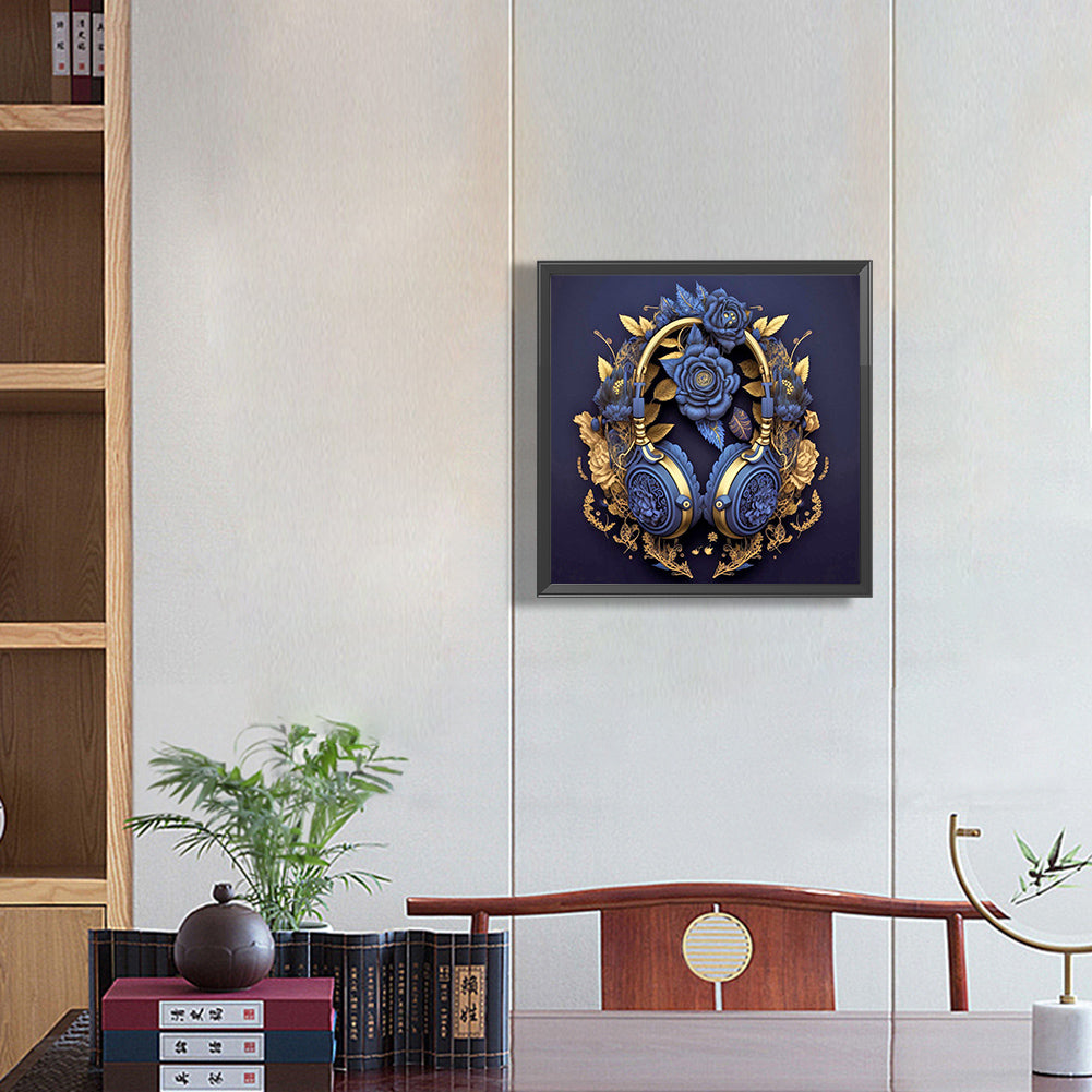 Unique Blue Headphones - Full Round Drill Diamond Painting 30*30CM