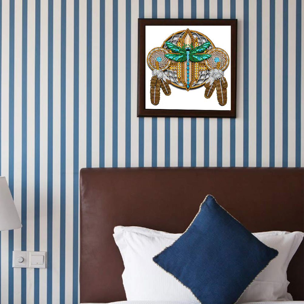 Dragonfly Mandala Dream Catcher - Special Shaped Drill Diamond Painting 30*30CM