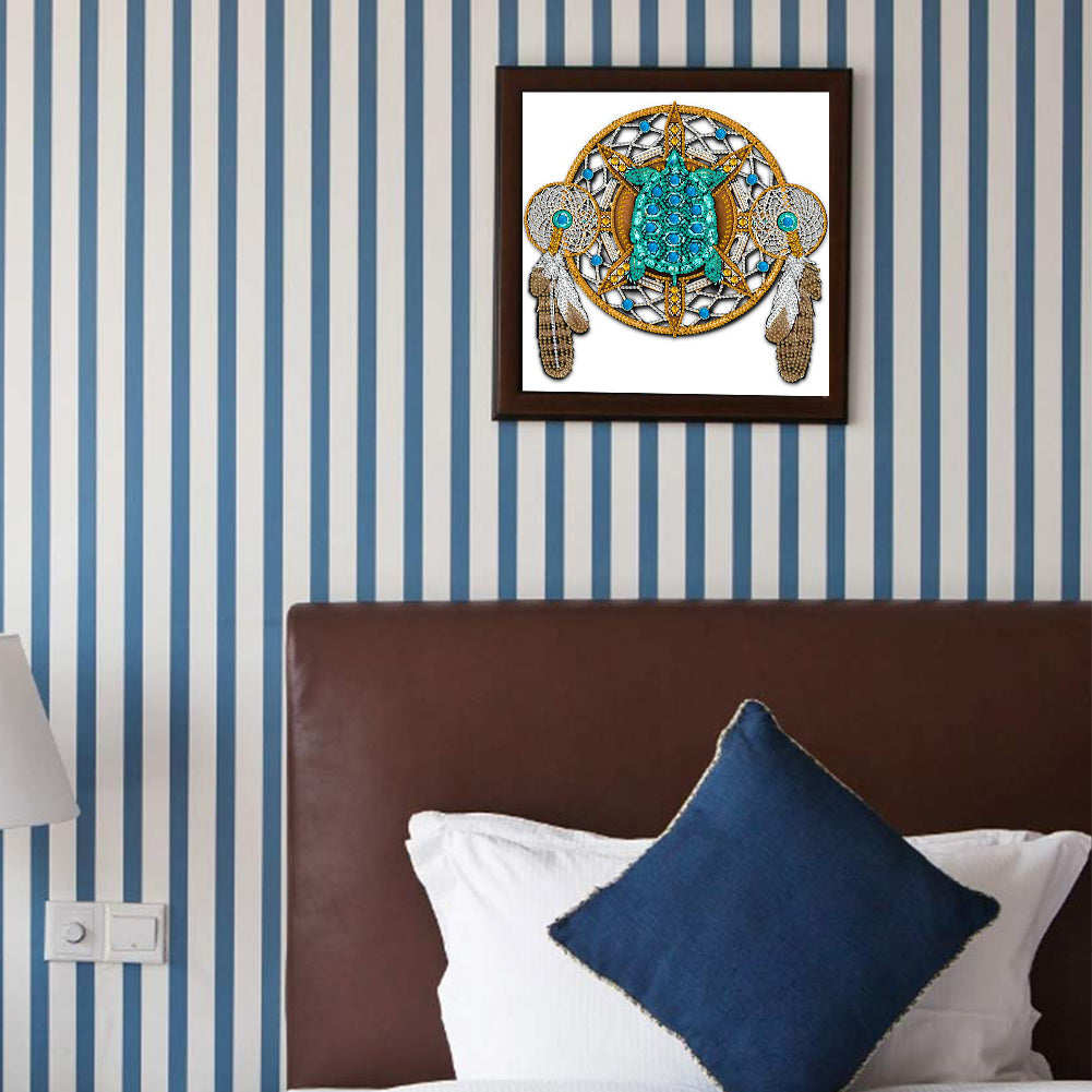 Turtle Mandala Dreamcatcher - Special Shaped Drill Diamond Painting 30*30CM