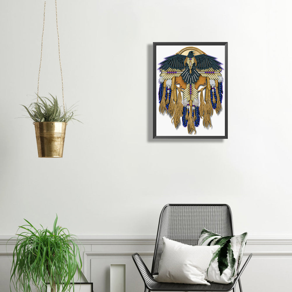 Native Raven Mandala Dream Catcher - Special Shaped Drill Diamond Painting 30*40CM