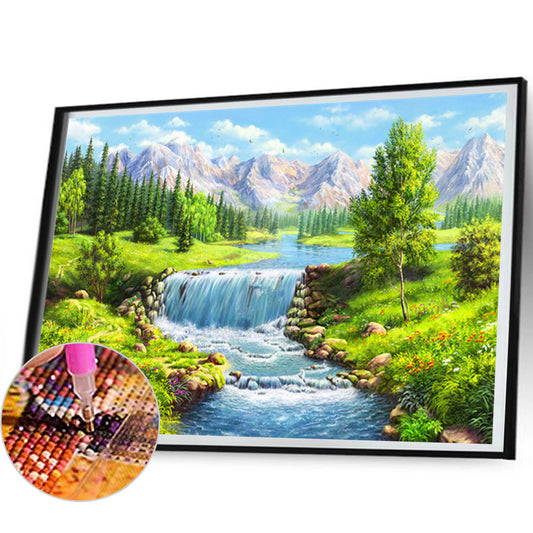 Mountain River - Full Round Drill Diamond Painting 50*40CM