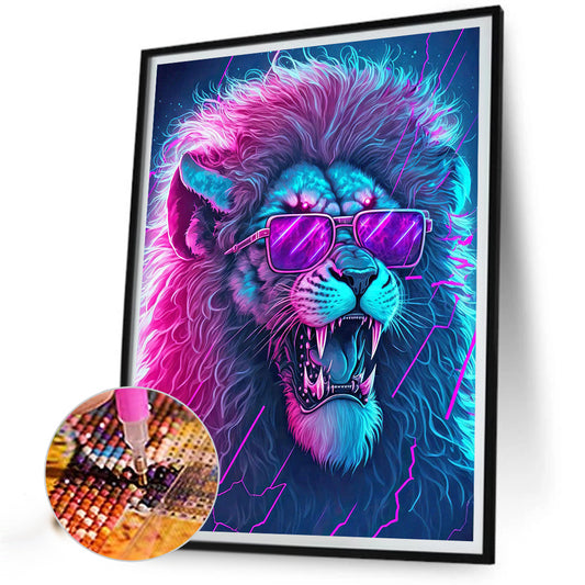 Colored Sunglasses Lion - Full Round Drill Diamond Painting 30*40CM
