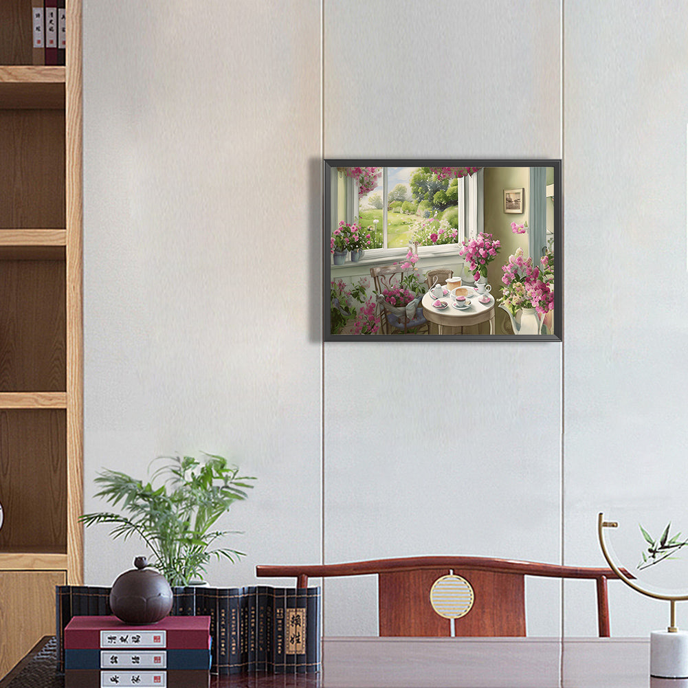 Scenery Outside The Window - Full Round Drill Diamond Painting 40*30CM