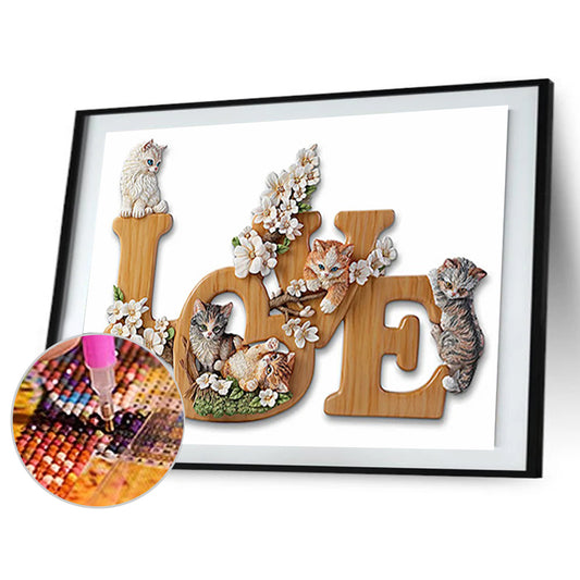 Love Kitty - Full Round Drill Diamond Painting 40*30CM