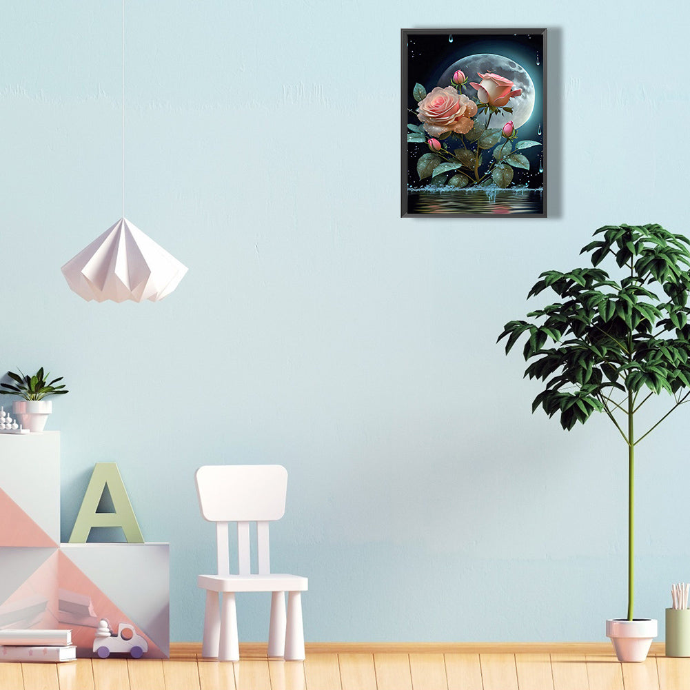 Moonlight Rose - Full Round Drill Diamond Painting 30*40CM