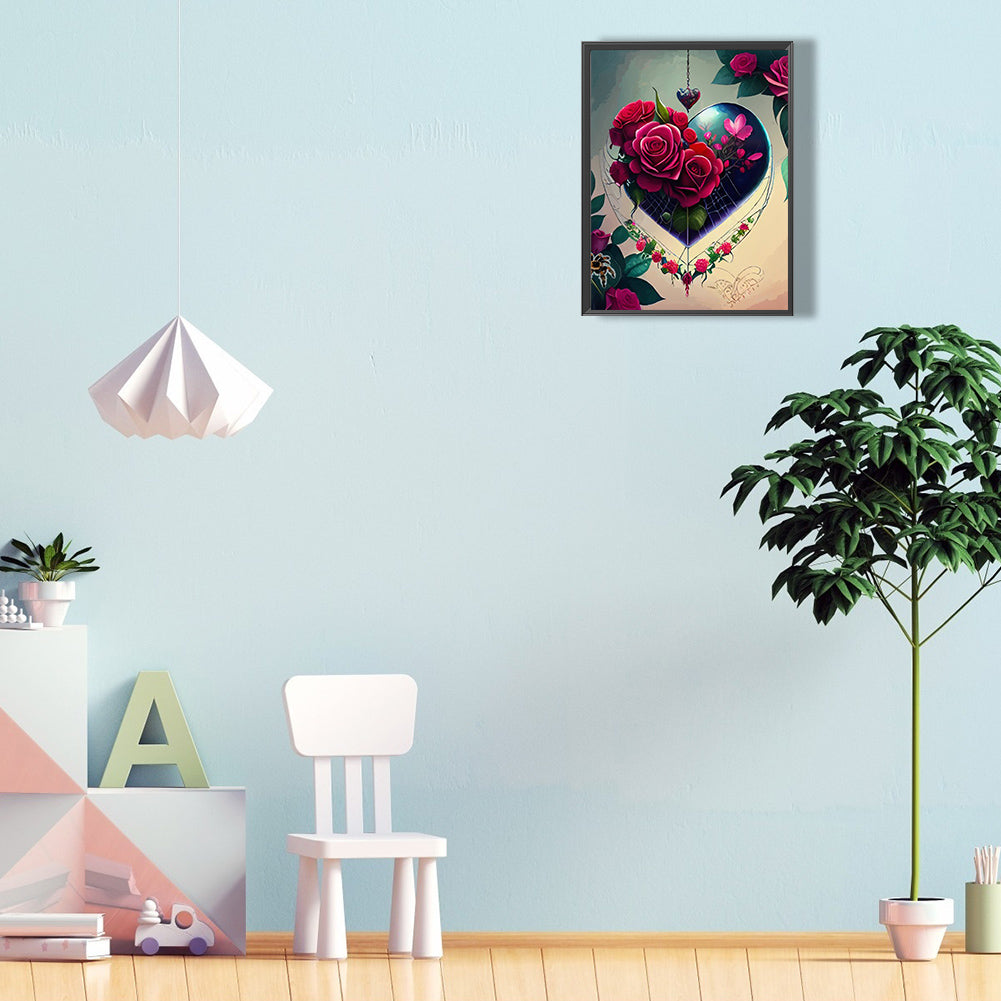 Rose Love Spider Web - Full Round Drill Diamond Painting 30*40CM