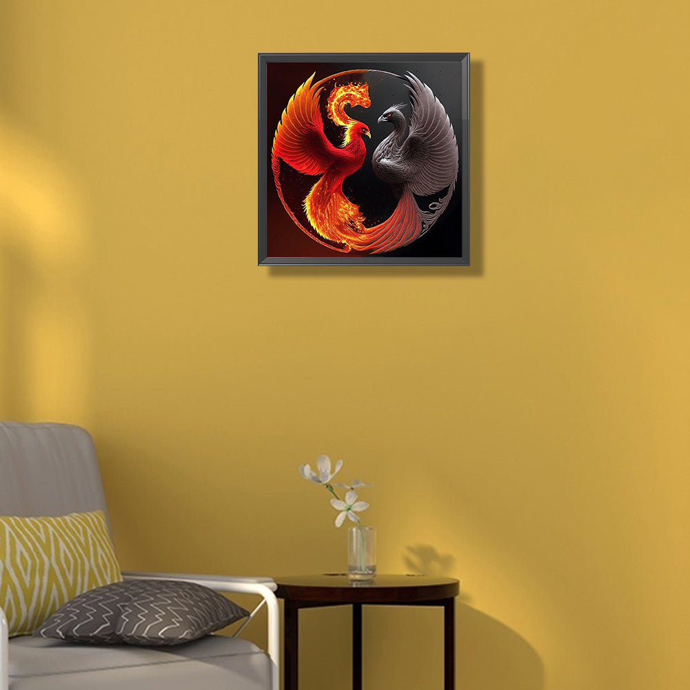 Phoenix Yin And Yang Diagram - Full Round Drill Diamond Painting 30*30CM