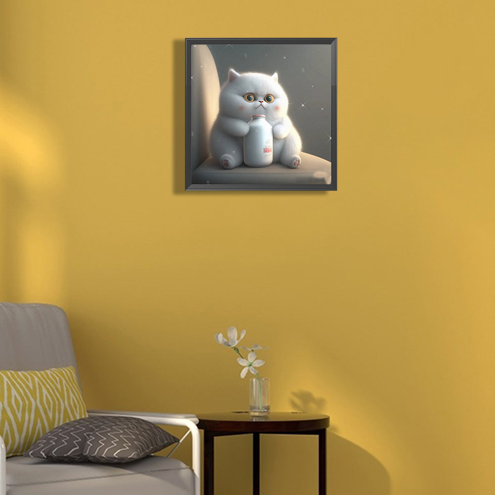 Happy Little Fat Cat - Full Round Drill Diamond Painting 30*30CM
