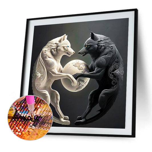 Wolf Yin Yang Diagram - Full Round Drill Diamond Painting 30*30CM