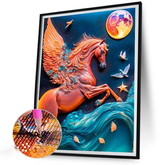 Pegasus Relief Painting - Full Round Drill Diamond Painting 30*40CM
