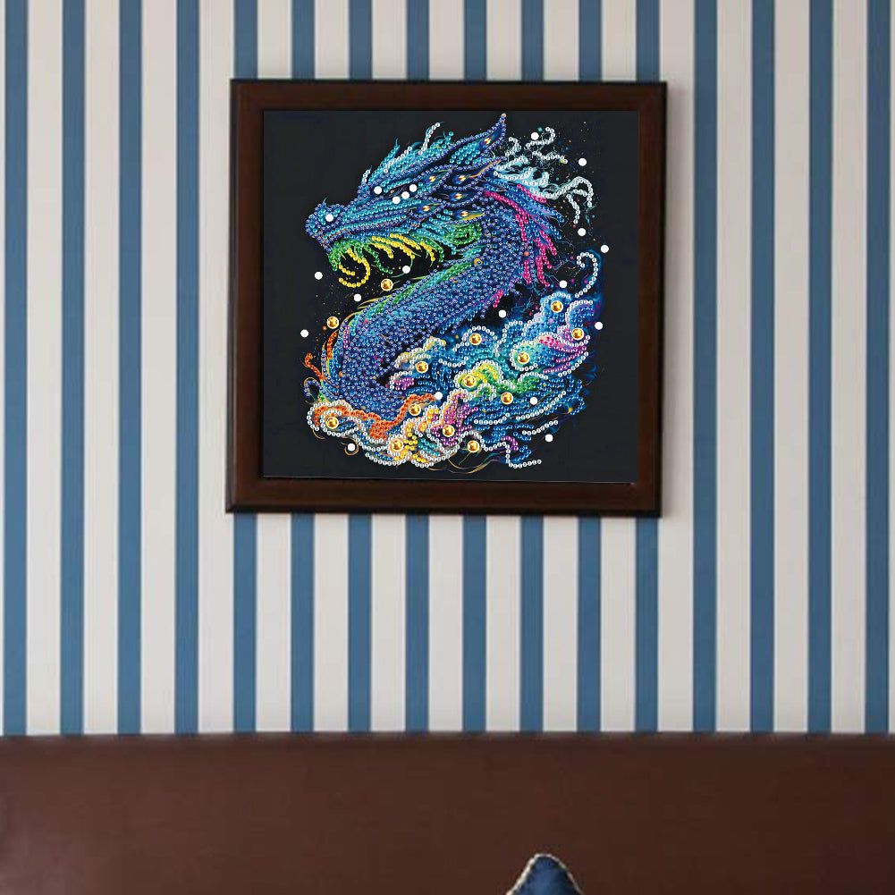Colorful Chinese Dragon - Special Shaped Drill Diamond Painting 30*30CM