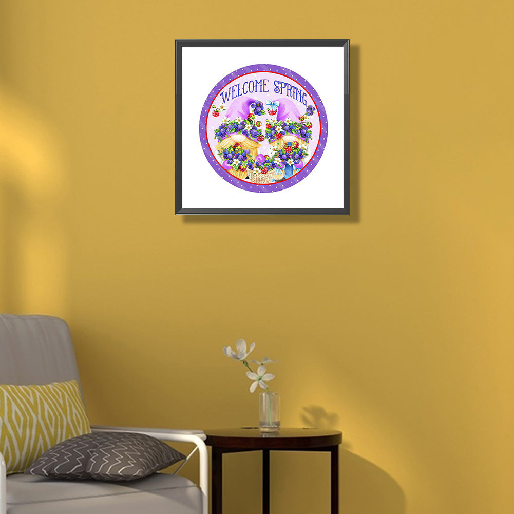 Welcome Spring Gnome-O645*45cm(canvas) full-round drill diamond painting