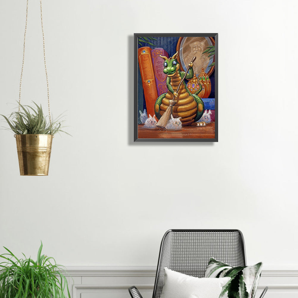Little Green Dinosaur - Full Square Drill Diamond Painting 30*40CM