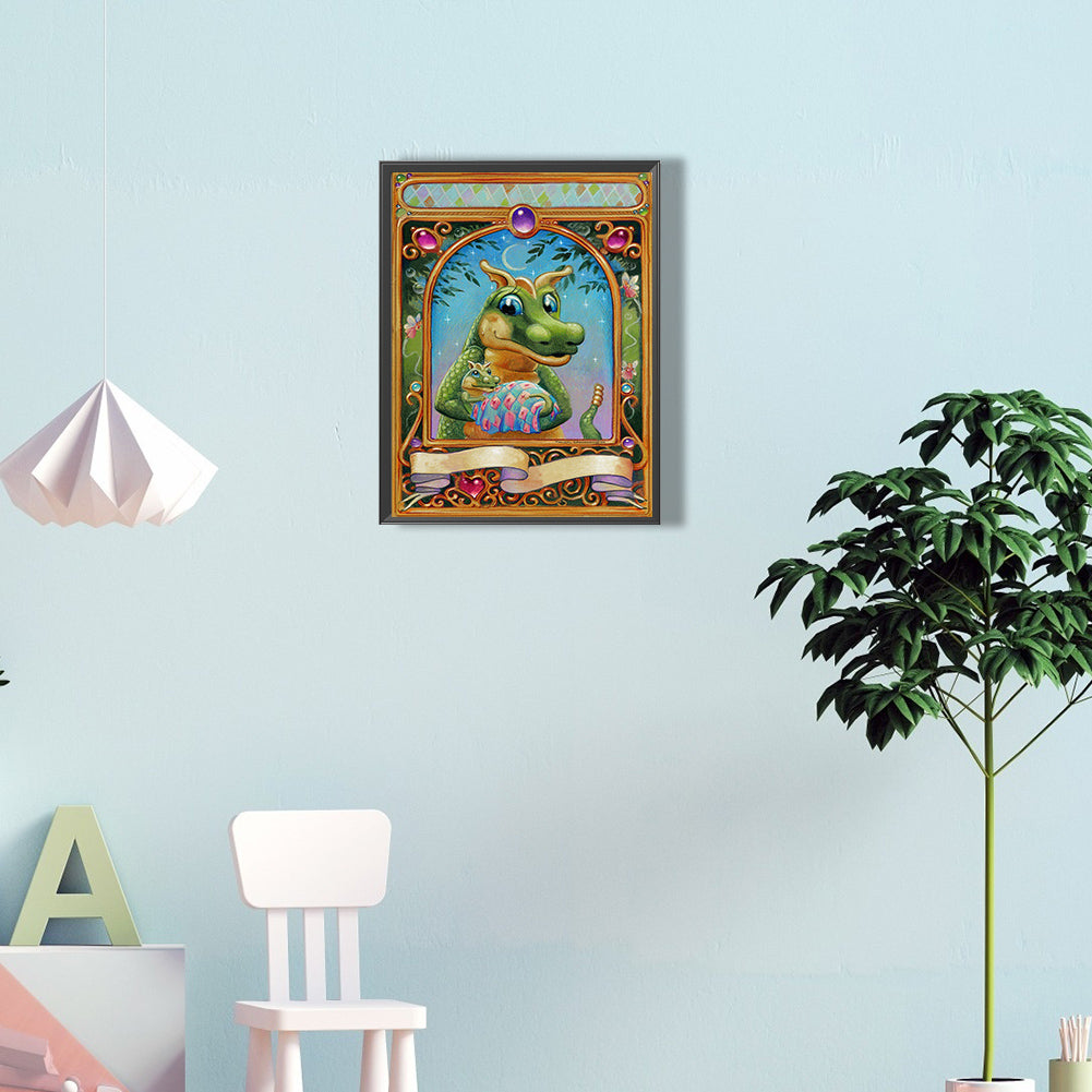 Dinosaur Mother And Her Baby-O630*40cm(canvas) full-round drill diamond painting