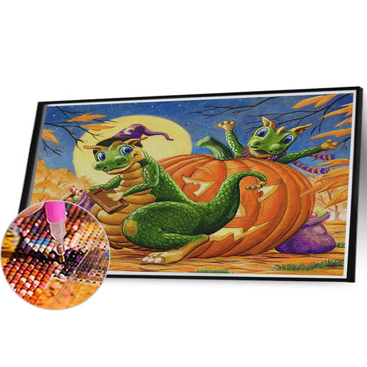 Green Dinosaur-O640*30cm(canvas) full-round drill diamond painting