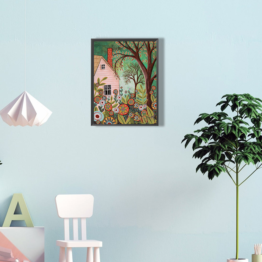 House Hidden In The Woods-O630*40cm(canvas) full-round drill diamond painting