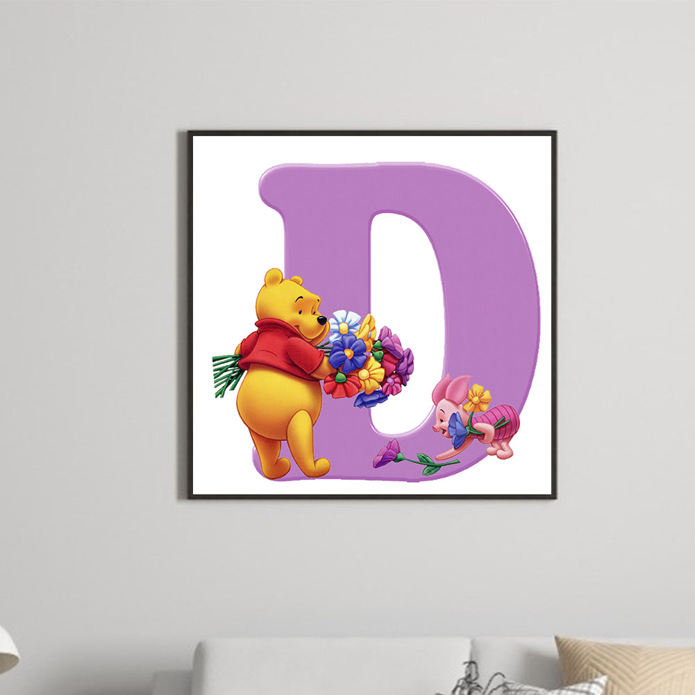 Letter D Winnie The Pooh - Full Square Drill Diamond Painting 30*30CM
