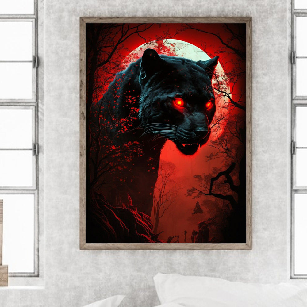 Black Panther Lurking In The Forest 30*40Ccm(canvas) full round drill diamond painting
