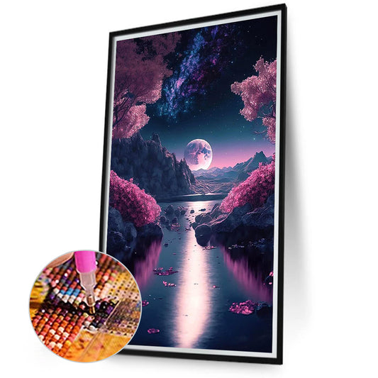 The Night Guided By The Sea Of Flowers 40*70Ccm(canvas) full round drill diamond painting