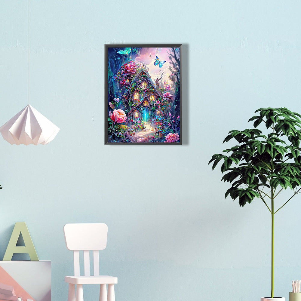 Jungle Flower House - Full Round Drill Diamond Painting 30*40CM