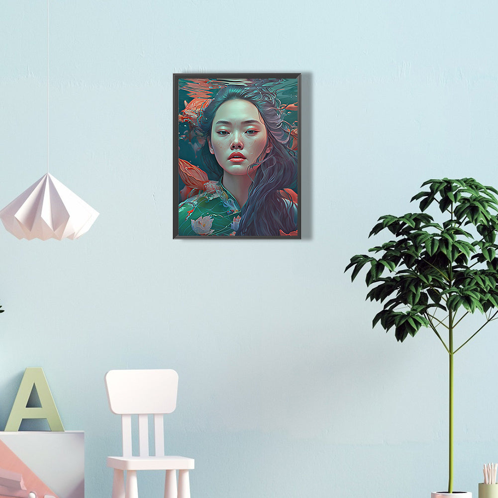 Woman And Flower - Full Round Drill Diamond Painting 30*40CM