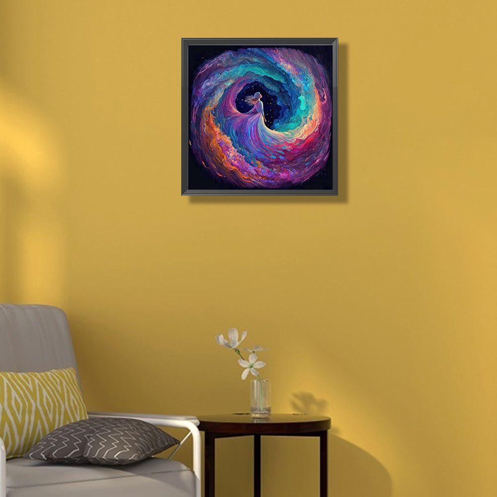 Girl Surrounded By Clouds 40*40Ccm(canvas) full round drill diamond painting