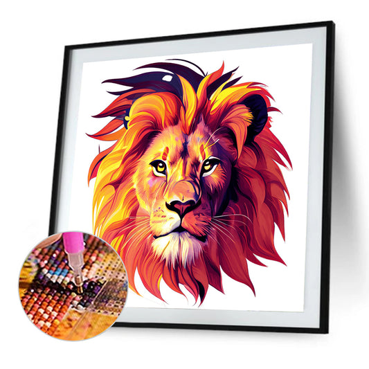 Big Head Animal Lion - Full Round Drill Diamond Painting 30*30CM