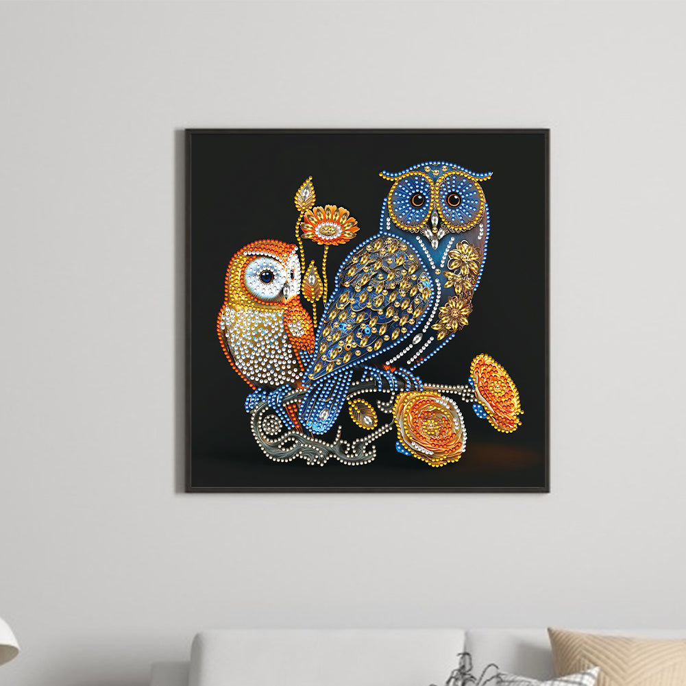 Two Owls - Special Shaped Drill Diamond Painting 30*30CM