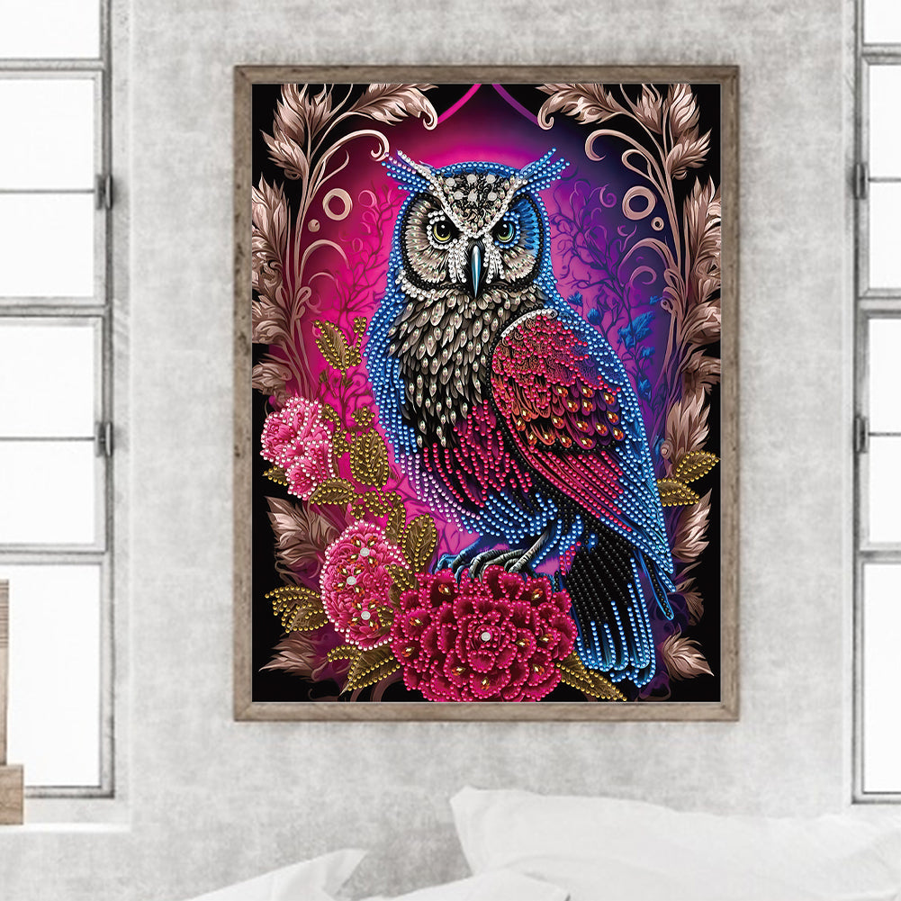 Owl With Aura - Special Shaped Drill Diamond Painting 30*40CM