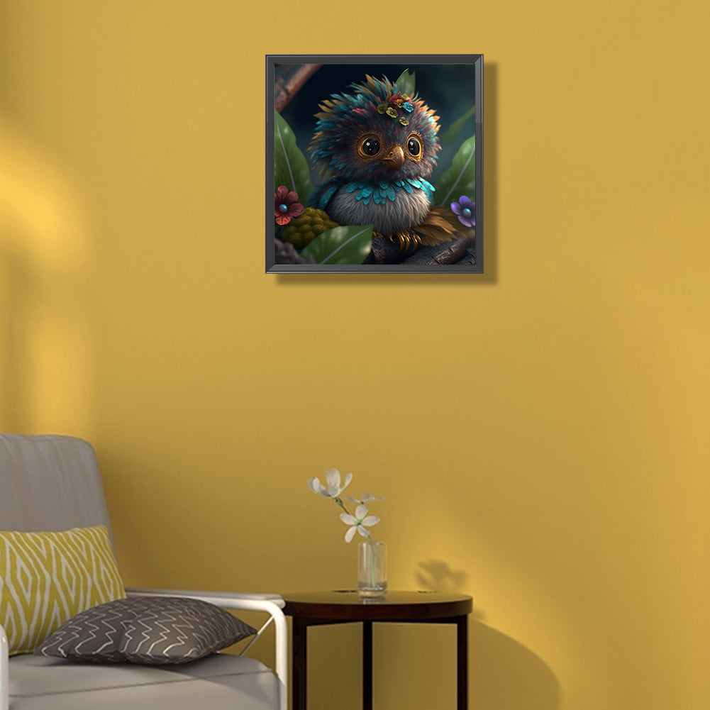 Baby Owl - Full Round Drill Diamond Painting 30*30CM