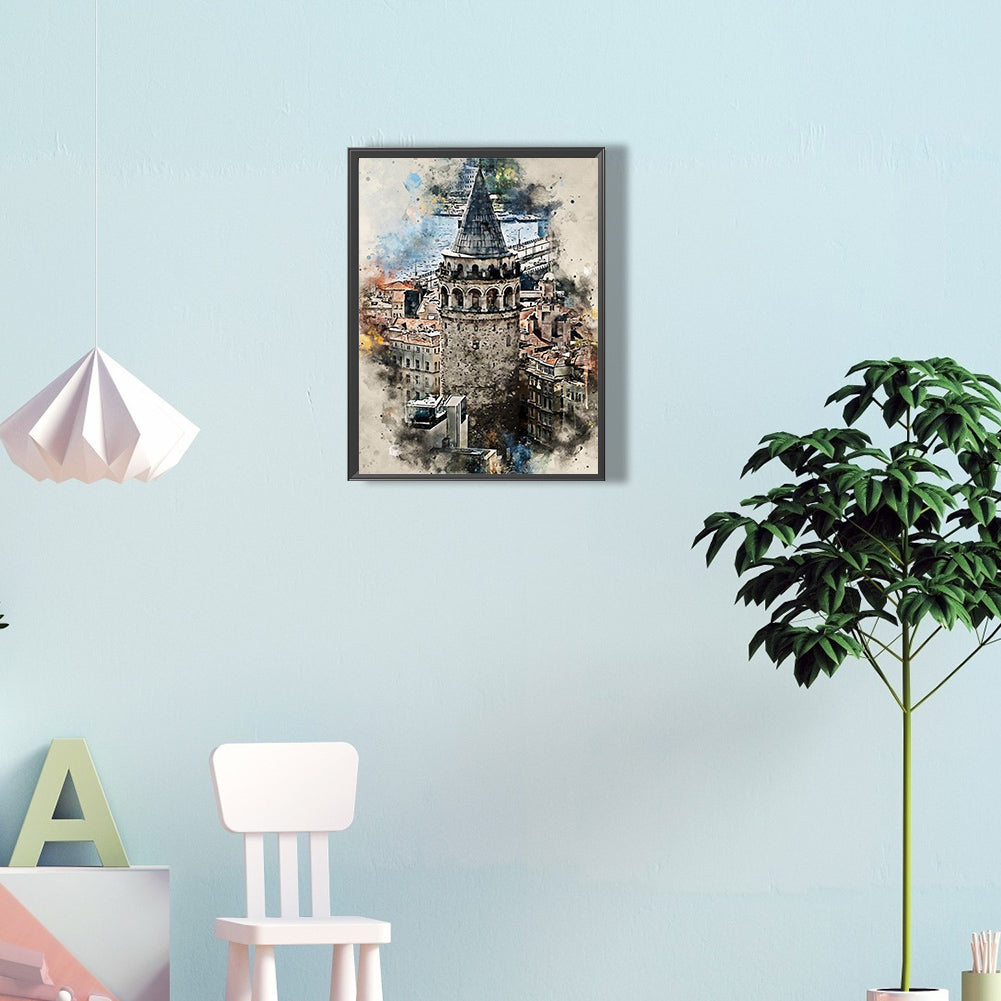 Ink Style Places Of Interest - Full Round Drill Diamond Painting 30*40CM